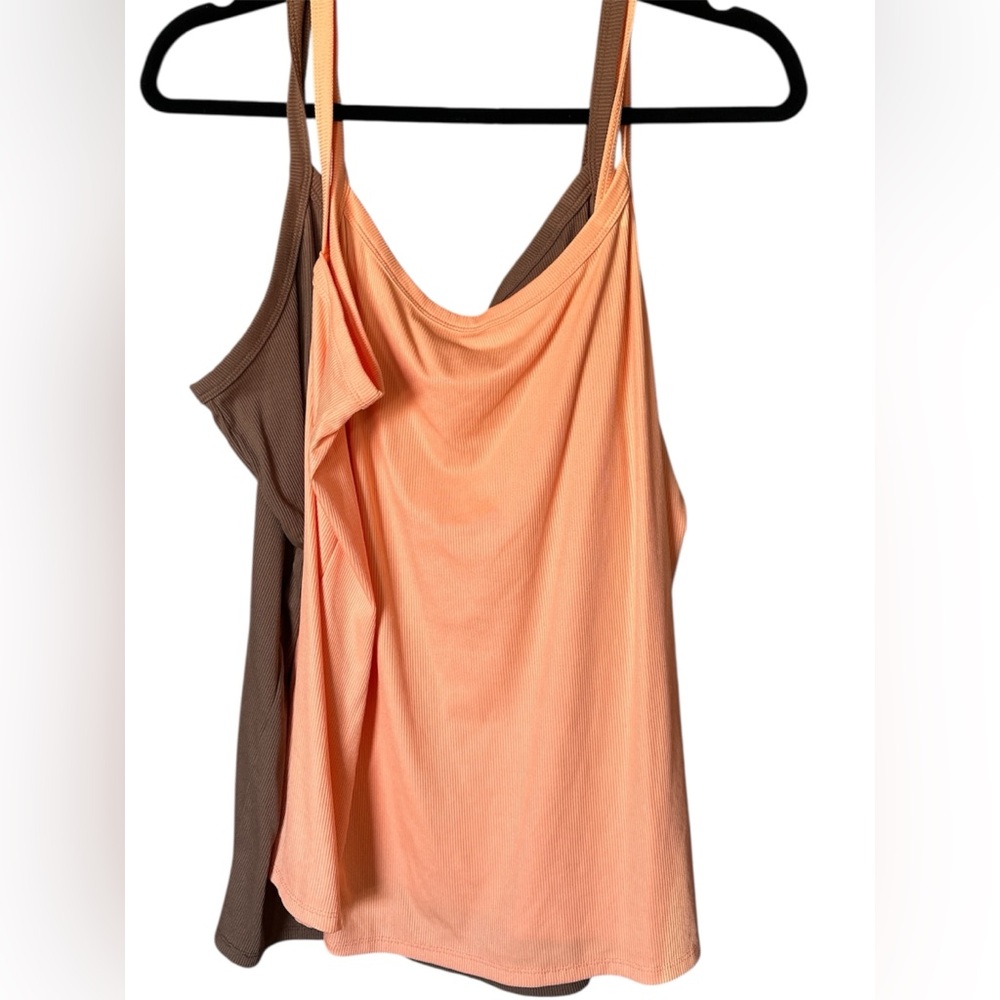 NO BOUNDARIES - Orange and Brown ribbed Camisoles/Tanks